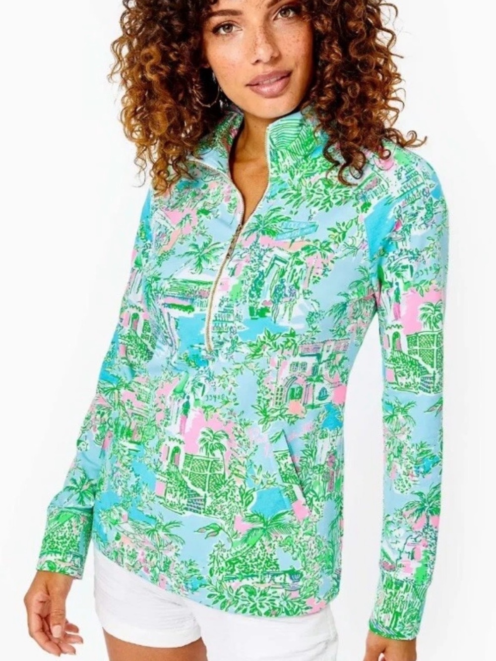 NWT Lily Pultitzier Lily Loves Palm Beach -Zip Pullover. Limited release.
